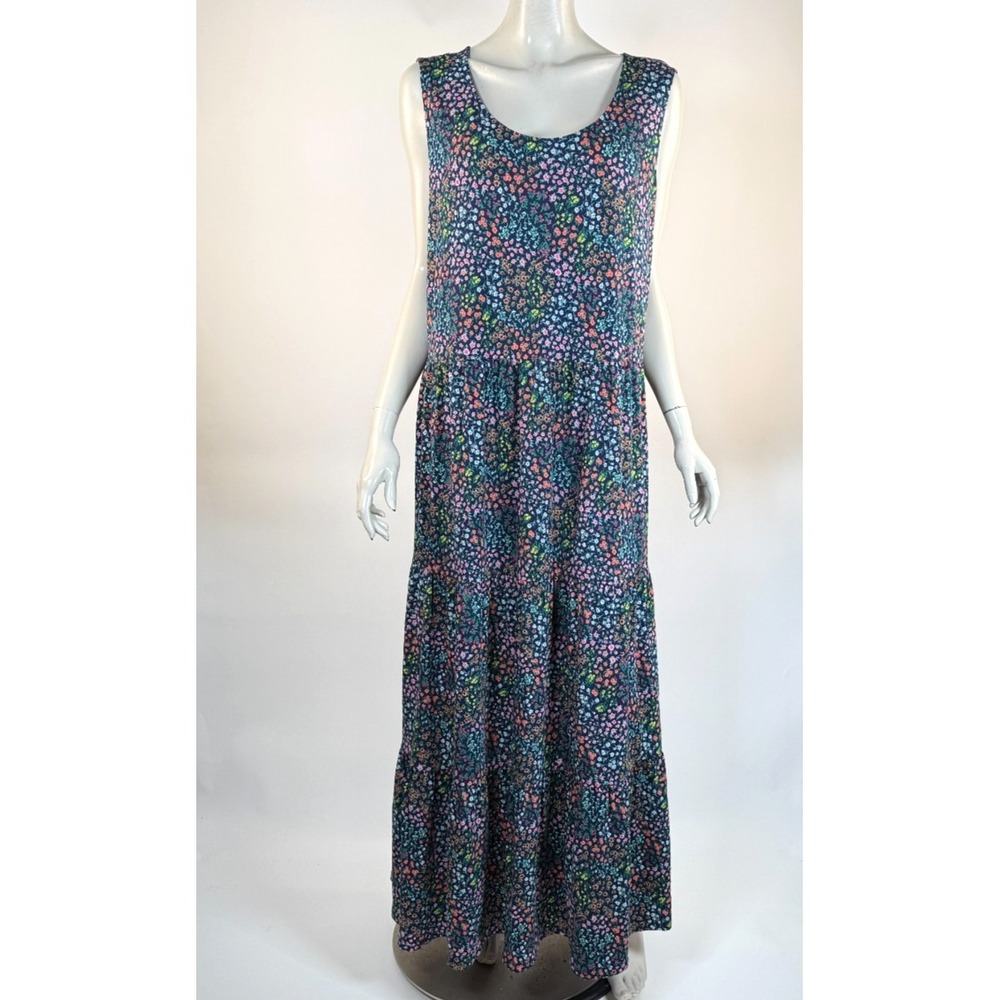 Lands' End Sleeveless Maxi Dress Women‎ 2X 20W-22W NWT Stretch Round Neck Floral